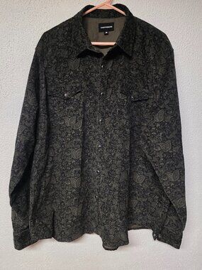 Mens Lucky Brand Paisley Style Button Down Shirt with Snaps - Size XXL